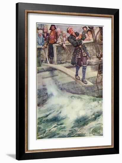 Walking the Plank', Illustration from 'The Master of Ballantrae' by Robert Louis Stevenson-Walter Stanley Paget-Framed Giclee Print