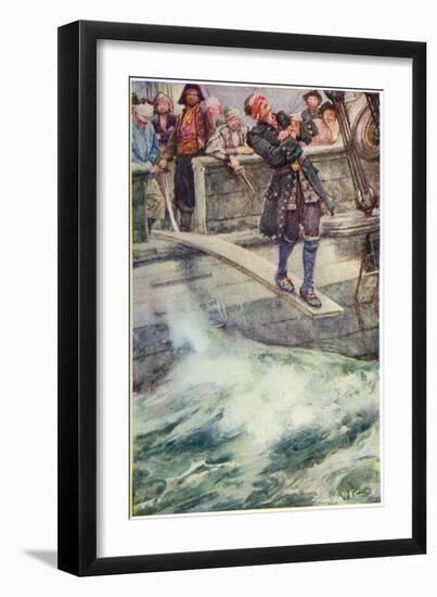 Walking the Plank', Illustration from 'The Master of Ballantrae' by Robert Louis Stevenson-Walter Stanley Paget-Framed Giclee Print