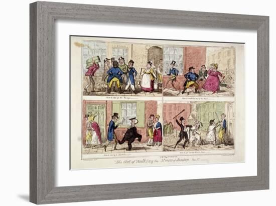 Walking the Streets of London, 1818-George Cruikshank-Framed Giclee Print