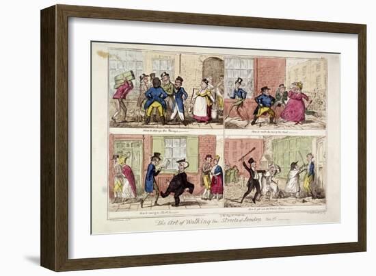 Walking the Streets of London, 1818-George Cruikshank-Framed Giclee Print