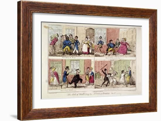 Walking the Streets of London, 1818-George Cruikshank-Framed Giclee Print