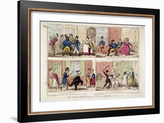 Walking the Streets of London, 1818-George Cruikshank-Framed Giclee Print