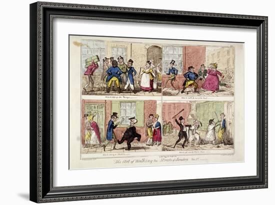 Walking the Streets of London, 1818-George Cruikshank-Framed Giclee Print