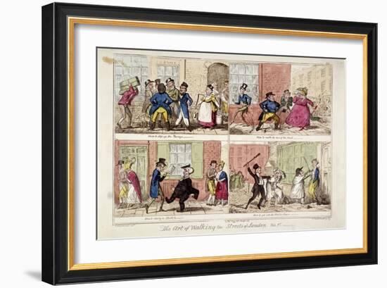 Walking the Streets of London, 1818-George Cruikshank-Framed Giclee Print