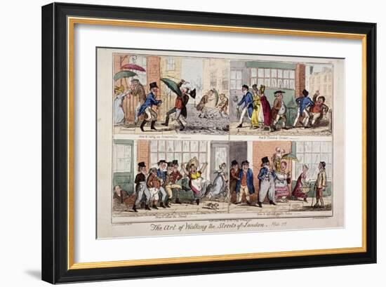 Walking the Streets of London, 1818-George Cruikshank-Framed Giclee Print