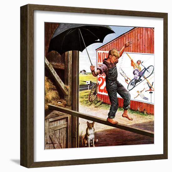 "Walking the Tightrope," June 11, 1949-Stevan Dohanos-Framed Premium Giclee Print