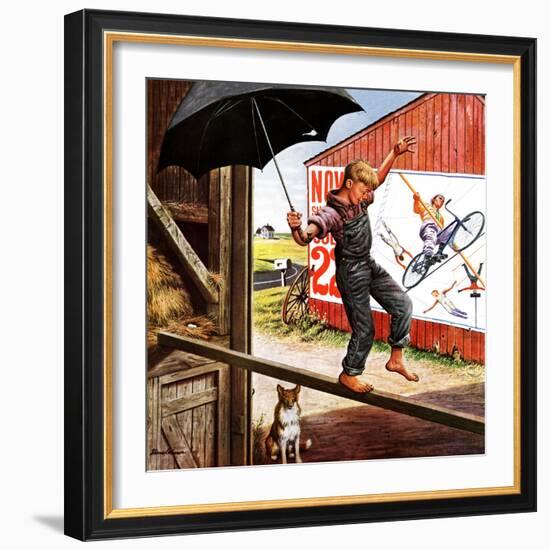 "Walking the Tightrope," June 11, 1949-Stevan Dohanos-Framed Premium Giclee Print