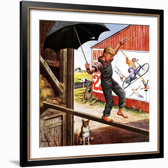 "Walking the Tightrope," June 11, 1949-Stevan Dohanos-Framed Giclee Print