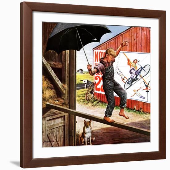 "Walking the Tightrope," June 11, 1949-Stevan Dohanos-Framed Giclee Print