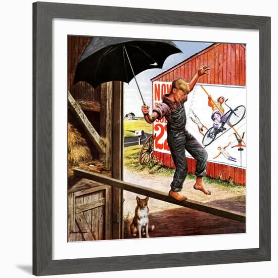 "Walking the Tightrope," June 11, 1949-Stevan Dohanos-Framed Giclee Print