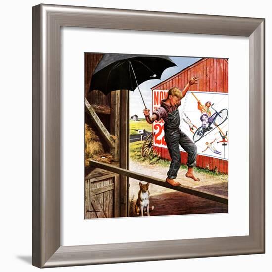 "Walking the Tightrope," June 11, 1949-Stevan Dohanos-Framed Giclee Print