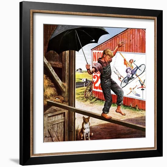 "Walking the Tightrope," June 11, 1949-Stevan Dohanos-Framed Giclee Print