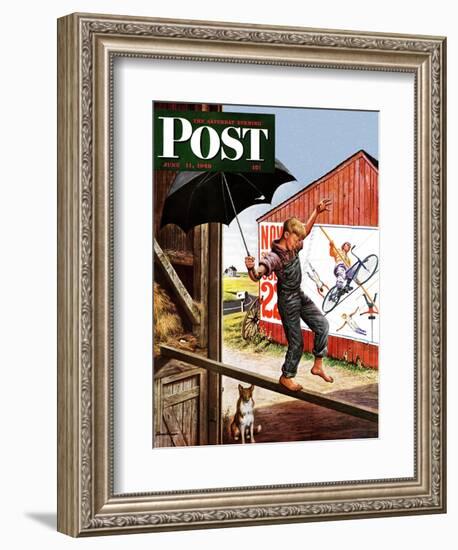 "Walking the Tightrope," Saturday Evening Post Cover, June 11, 1949-Stevan Dohanos-Framed Giclee Print