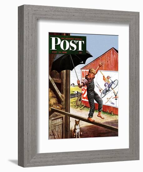 "Walking the Tightrope," Saturday Evening Post Cover, June 11, 1949-Stevan Dohanos-Framed Giclee Print