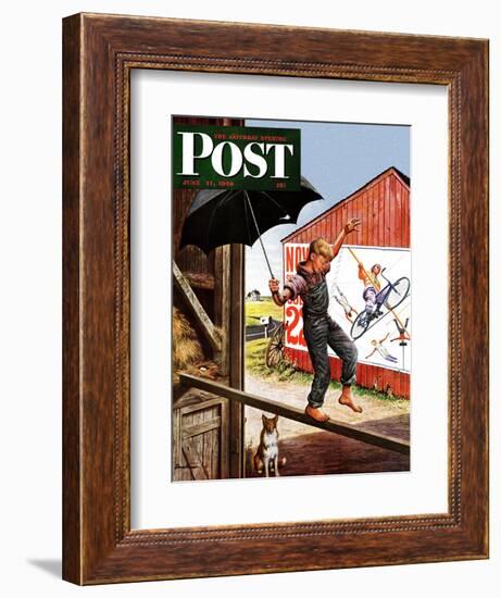 "Walking the Tightrope," Saturday Evening Post Cover, June 11, 1949-Stevan Dohanos-Framed Giclee Print