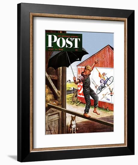 "Walking the Tightrope," Saturday Evening Post Cover, June 11, 1949-Stevan Dohanos-Framed Giclee Print