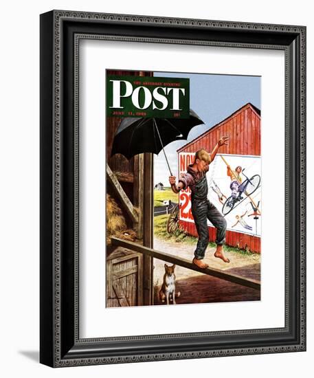 "Walking the Tightrope," Saturday Evening Post Cover, June 11, 1949-Stevan Dohanos-Framed Giclee Print