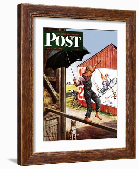 "Walking the Tightrope," Saturday Evening Post Cover, June 11, 1949-Stevan Dohanos-Framed Giclee Print