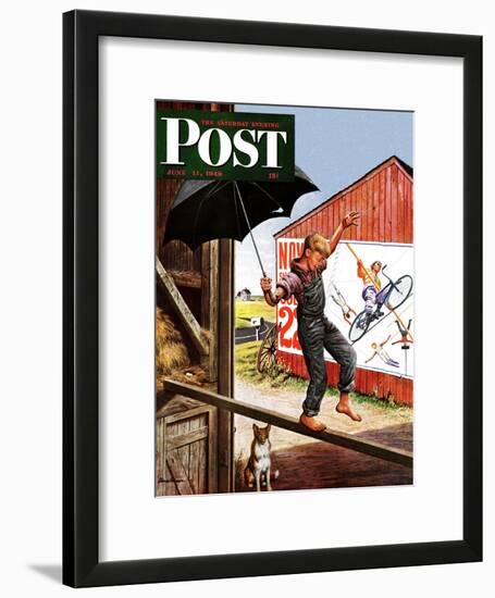 "Walking the Tightrope," Saturday Evening Post Cover, June 11, 1949-Stevan Dohanos-Framed Giclee Print