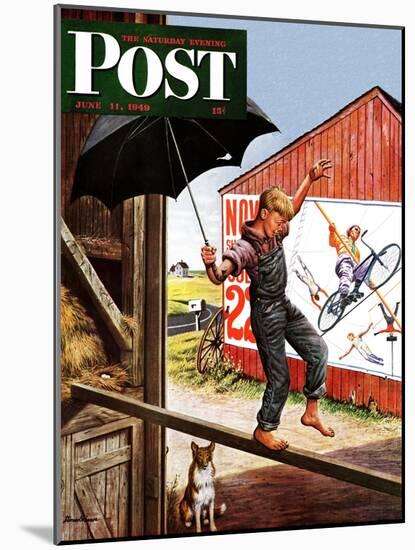"Walking the Tightrope," Saturday Evening Post Cover, June 11, 1949-Stevan Dohanos-Mounted Giclee Print
