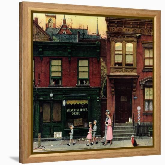 "Walking to Church", April 4,1953-Norman Rockwell-Framed Premier Image Canvas