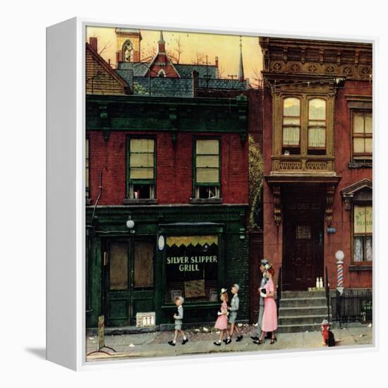 "Walking to Church", April 4,1953-Norman Rockwell-Framed Premier Image Canvas