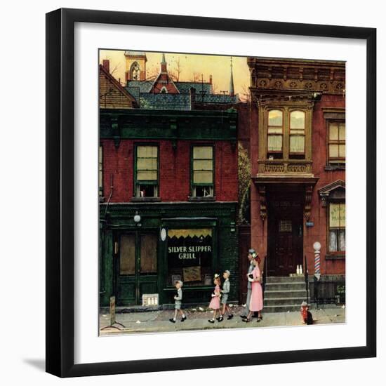 "Walking to Church", April 4,1953-Norman Rockwell-Framed Premium Giclee Print