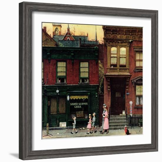 "Walking to Church", April 4,1953-Norman Rockwell-Framed Giclee Print