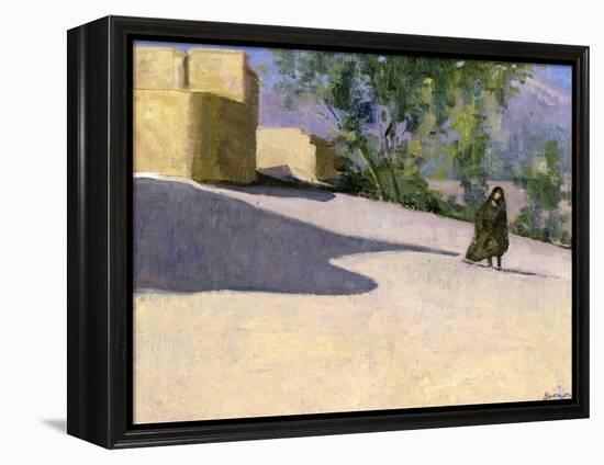 Walking to Work, Yazd-Bob Brown-Framed Premier Image Canvas