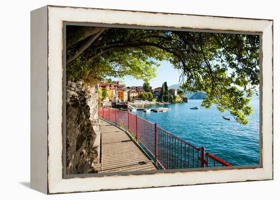 Walkway Along the Shore of a Lake, Varenna, Lake Como, Lombardy, Italy-null-Framed Stretched Canvas