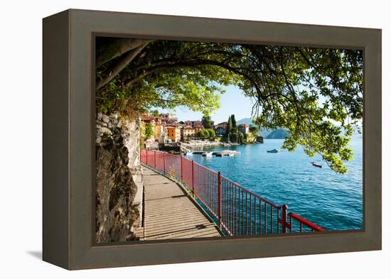 Walkway Along the Shore of a Lake, Varenna, Lake Como, Lombardy, Italy-null-Framed Stretched Canvas