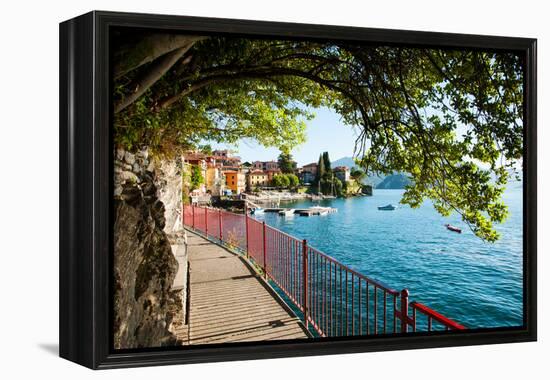 Walkway Along the Shore of a Lake, Varenna, Lake Como, Lombardy, Italy-null-Framed Stretched Canvas
