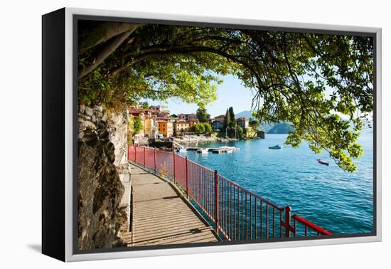 Walkway Along the Shore of a Lake, Varenna, Lake Como, Lombardy, Italy-null-Framed Stretched Canvas