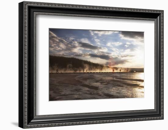 Walkway in mist. Yellowstone National Park, Wyoming.-Tom Norring-Framed Photographic Print