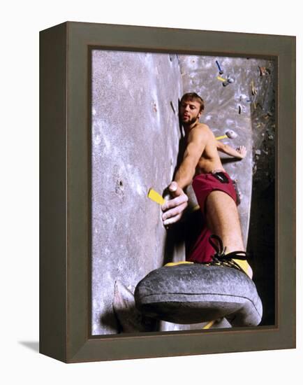 Wall Climber Placing His Foot, Colorado, USA-null-Framed Premier Image Canvas