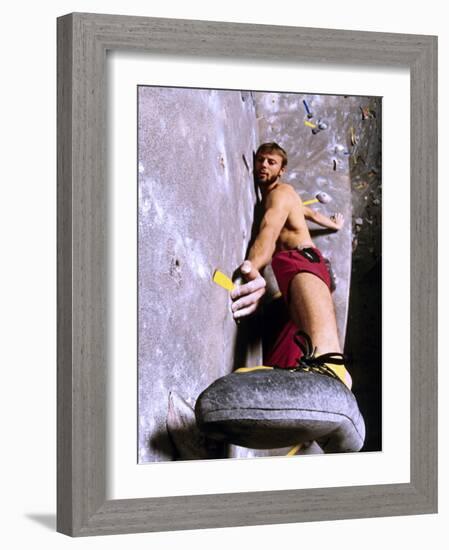 Wall Climber Placing His Foot, Colorado, USA-null-Framed Photographic Print