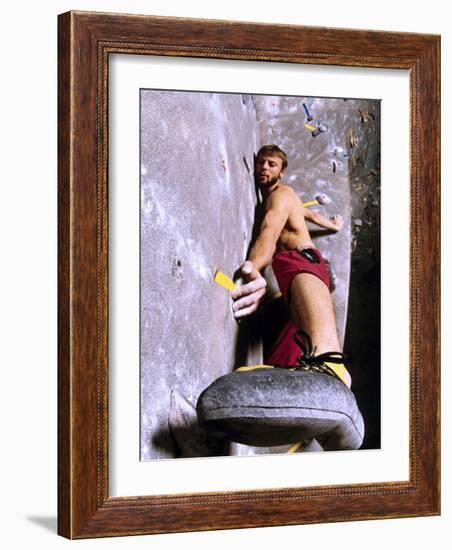 Wall Climber Placing His Foot, Colorado, USA-null-Framed Photographic Print