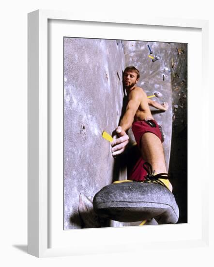 Wall Climber Placing His Foot, Colorado, USA-null-Framed Photographic Print