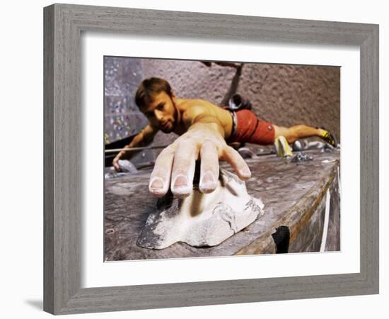 Wall Climber Reaches for a Grip, Colorado, USA-null-Framed Photographic Print