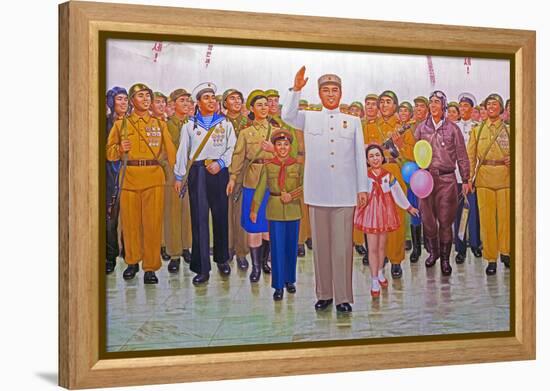 Wall Mural of Kim Il Sung, Pyongyang, Democratic People's Republic of Korea, N. Korea-Gavin Hellier-Framed Premier Image Canvas