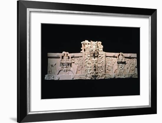 Wall of a Pyramid-Shaped Building Showing a Stucco Motif Depicting the Sun God Kinich'Ahau-null-Framed Giclee Print