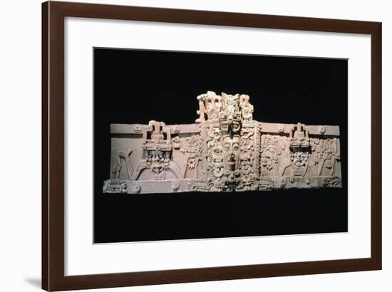 Wall of a Pyramid-Shaped Building Showing a Stucco Motif Depicting the Sun God Kinich'Ahau-null-Framed Giclee Print