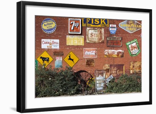 Wall of Advertising Signs, Erick, Oklahoma, USA-Walter Bibikow-Framed Photographic Print