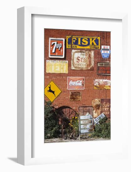Wall of Advertising Signs, Erick, Oklahoma, USA-Walter Bibikow-Framed Photographic Print