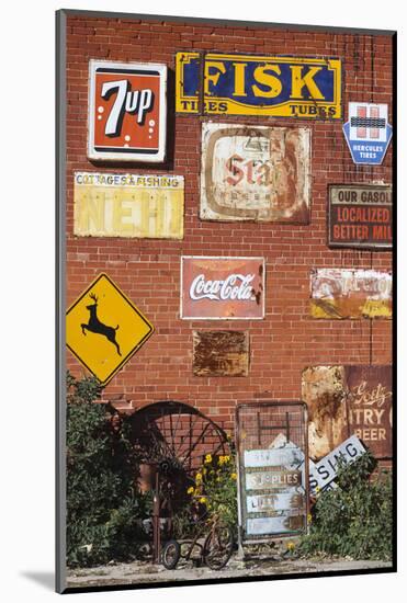 Wall of Advertising Signs, Erick, Oklahoma, USA-Walter Bibikow-Mounted Photographic Print