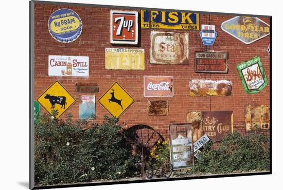 Wall of Advertising Signs, Erick, Oklahoma, USA-Walter Bibikow-Mounted Photographic Print