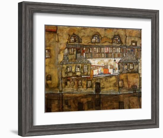 Wall of House by the River, c.1915-Egon Schiele-Framed Art Print