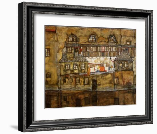 Wall of House by the River, c.1915-Egon Schiele-Framed Art Print