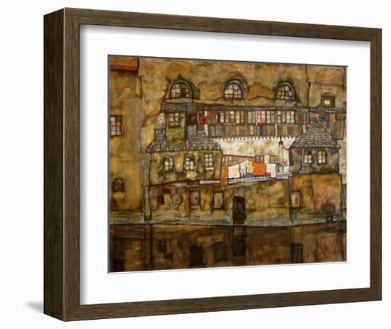 Wall of House by the River, c.1915-Egon Schiele-Framed Art Print