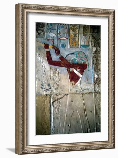 Wall Painting Depicting the God Thoth, Temple of Rameses Iii, Medinet Habu, Egypt, C1187-C1156 Bc-null-Framed Photographic Print